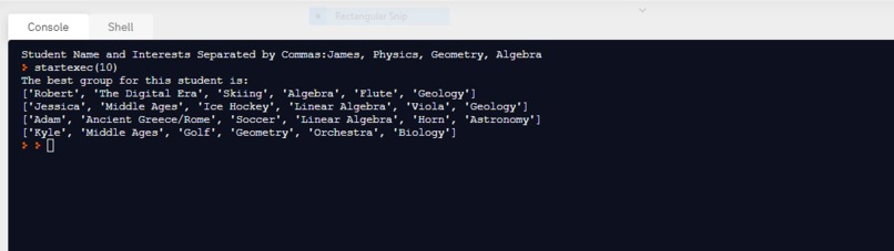 Genetic Algorithm For Grouping Students of Similar Interests – screenshot 1