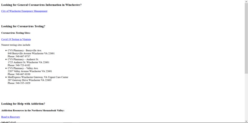 Resources in Winchester, VA – screenshot 1