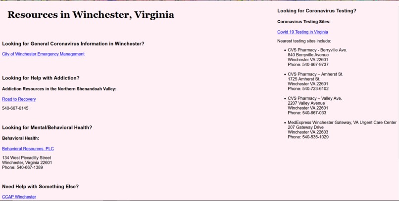 Resources in Winchester, VA – screenshot 3