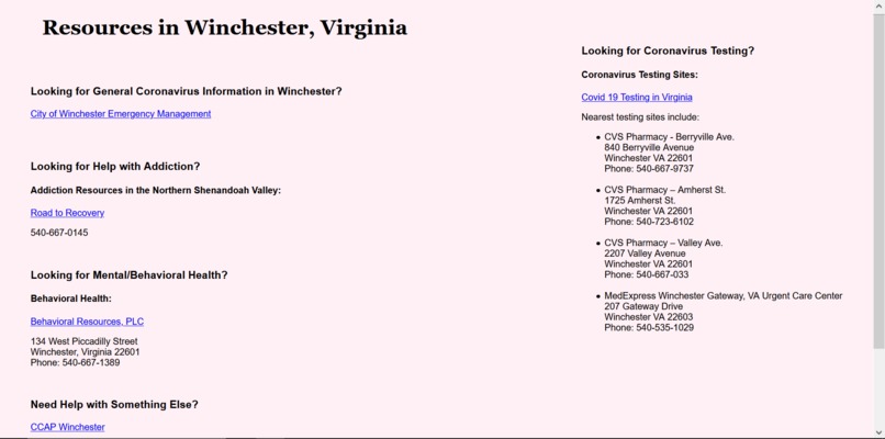 Resources in Winchester, VA – screenshot 4