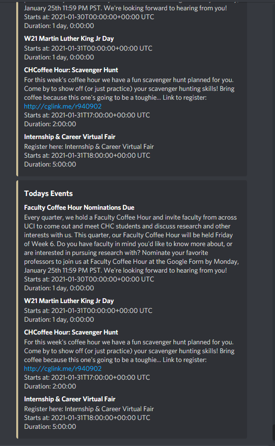 UCI Announcements Discord BOT Devpost