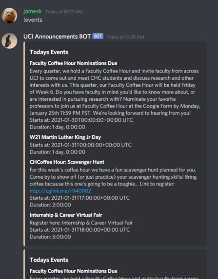 UCI Announcements Discord BOT – screenshot 2