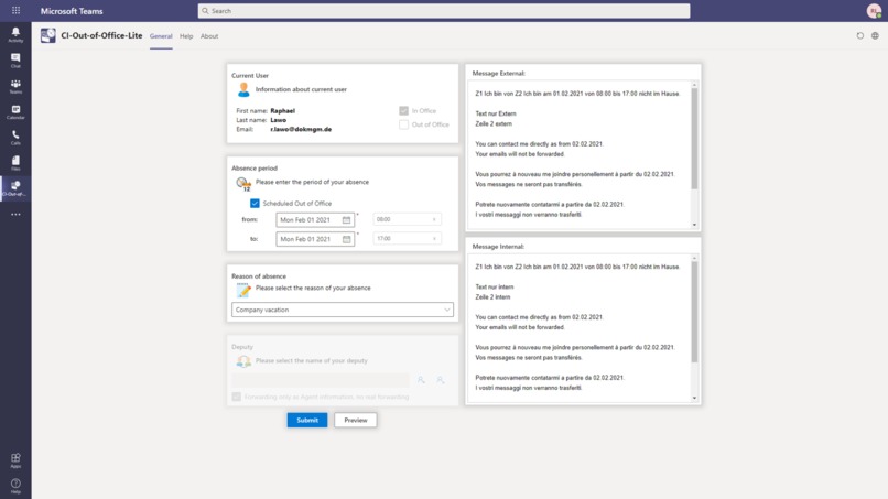 CI-Out-of-Office LITE – screenshot 2