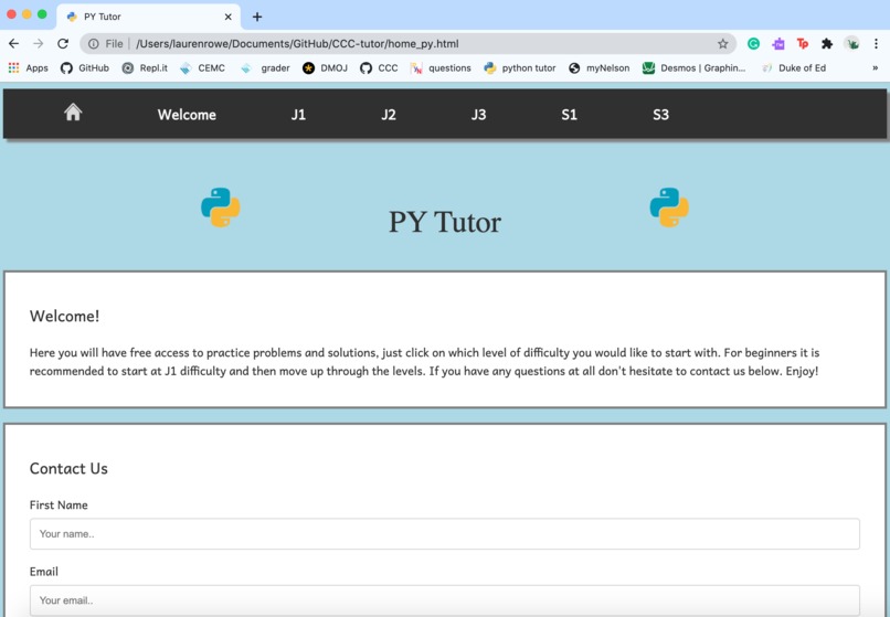 CCC Tutoring Website  – screenshot 2