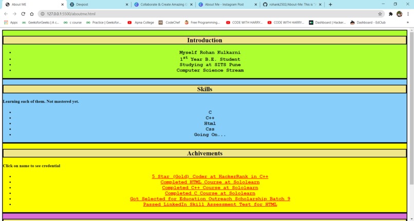 About Me – screenshot 1