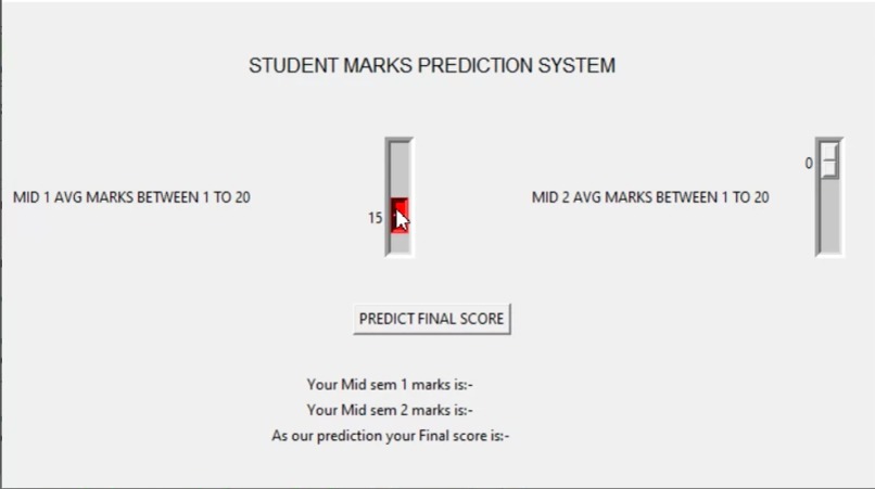 Student Result prediction system – screenshot 2