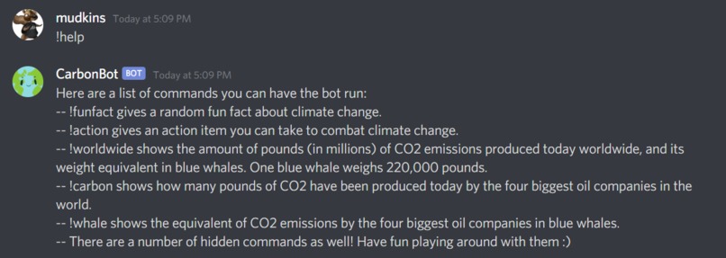 CarbonBot – screenshot 1