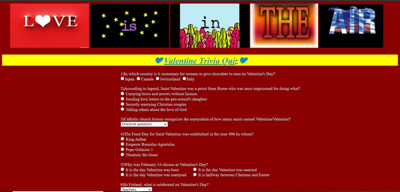 Valentine's Day Trivia Quiz – screenshot 1