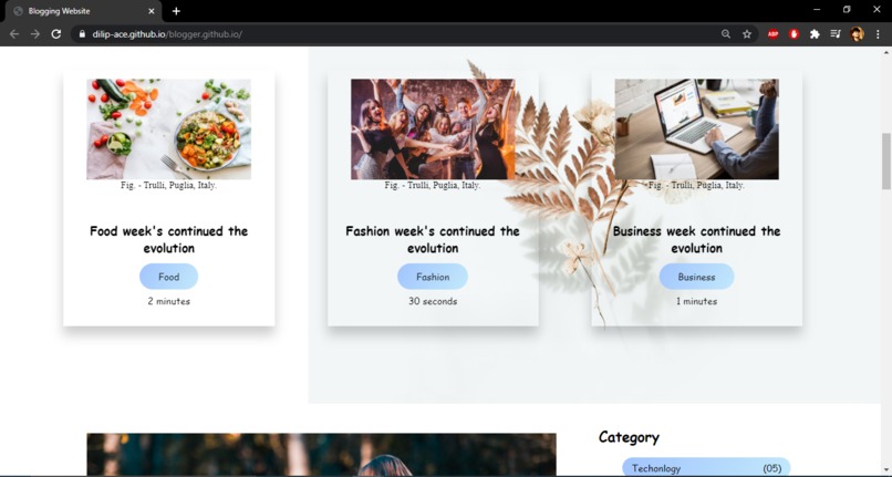 personal blogger site – screenshot 1