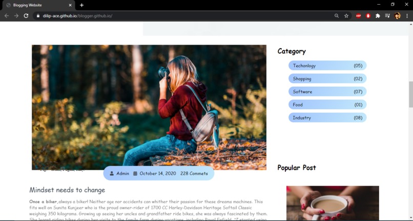 personal blogger site – screenshot 2
