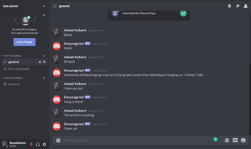 Discord Encouragement Bot – screenshot 1