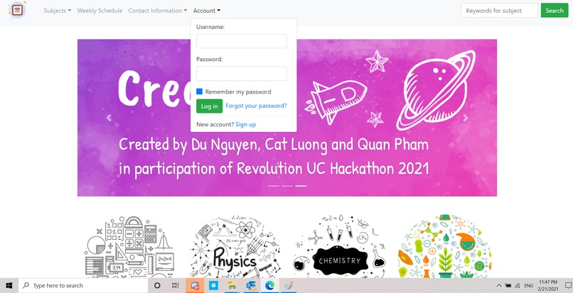 Online class website – screenshot 4