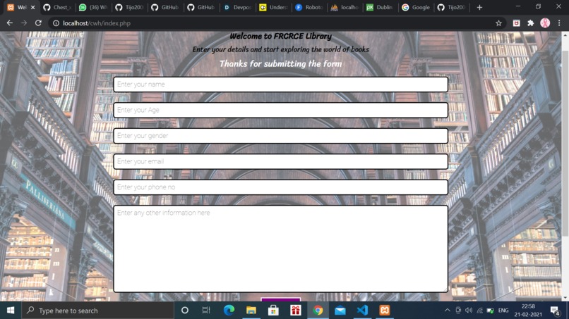 Library registration page – screenshot 2