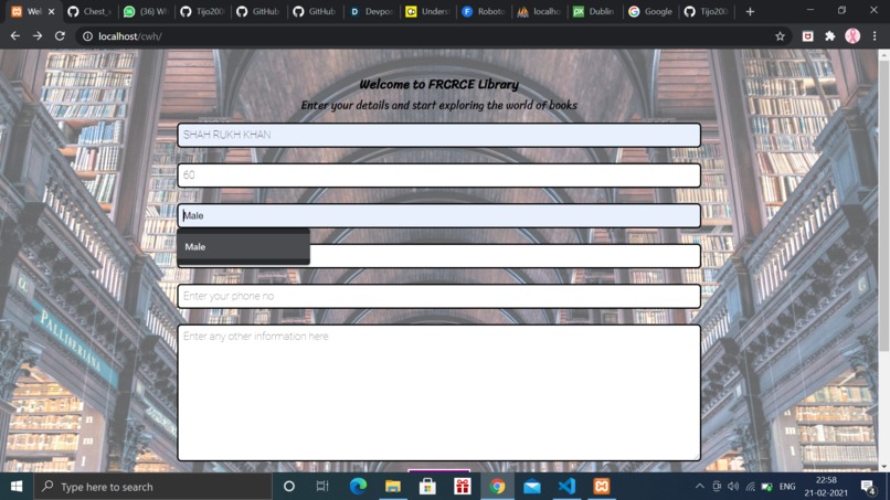 Library registration page – screenshot 4