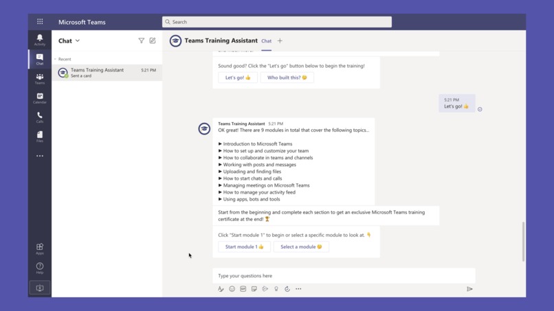 Microsoft Teams Training Assistant – screenshot 2