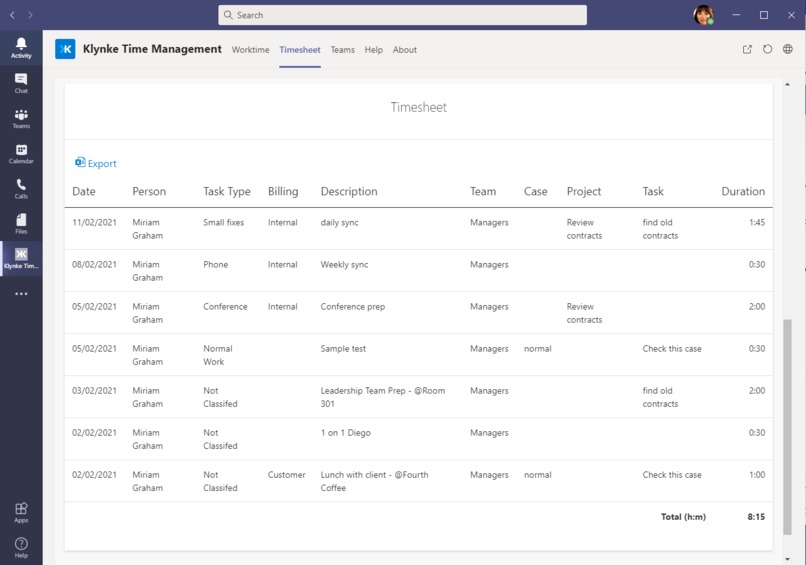 Klynke Time Management – screenshot 3