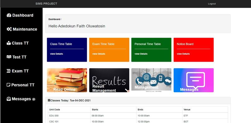 SIMS(student information management system) – screenshot 8