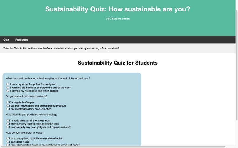 Sustainability Website – screenshot 1