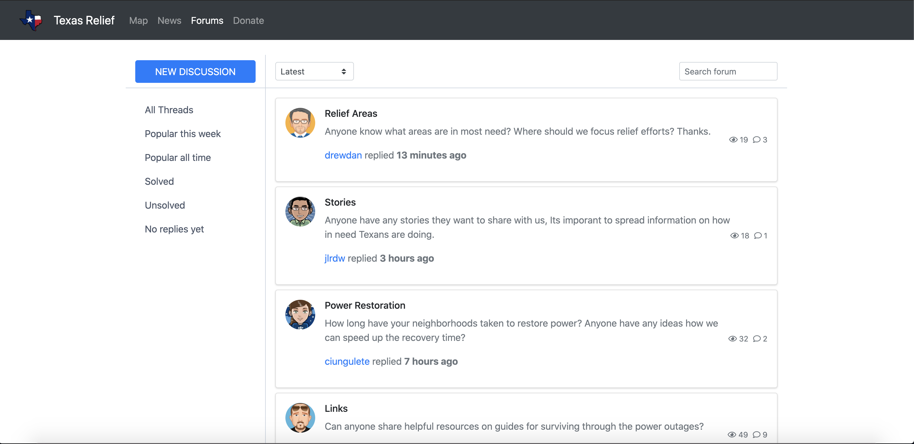 Texas Relief Devpost