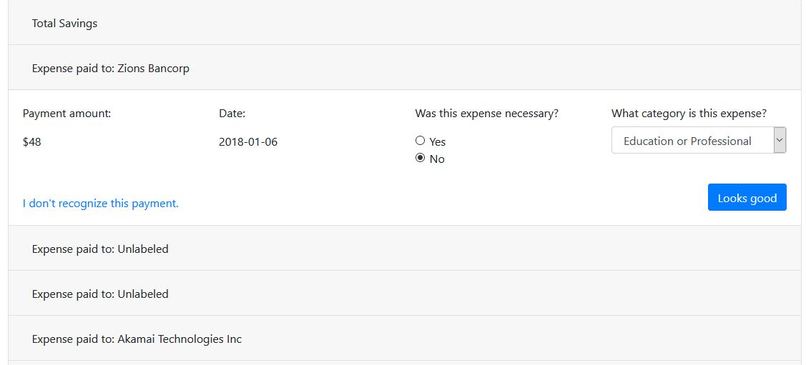 Personal Expense Analysis HackUTD-7 – screenshot 1