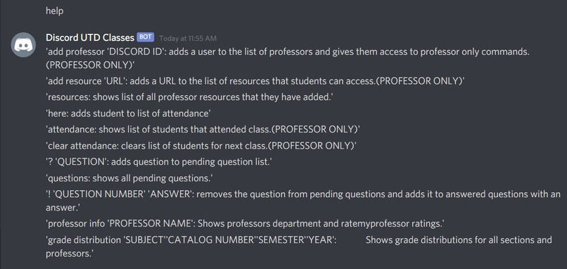 Discord UTD Classes Bot – screenshot 1