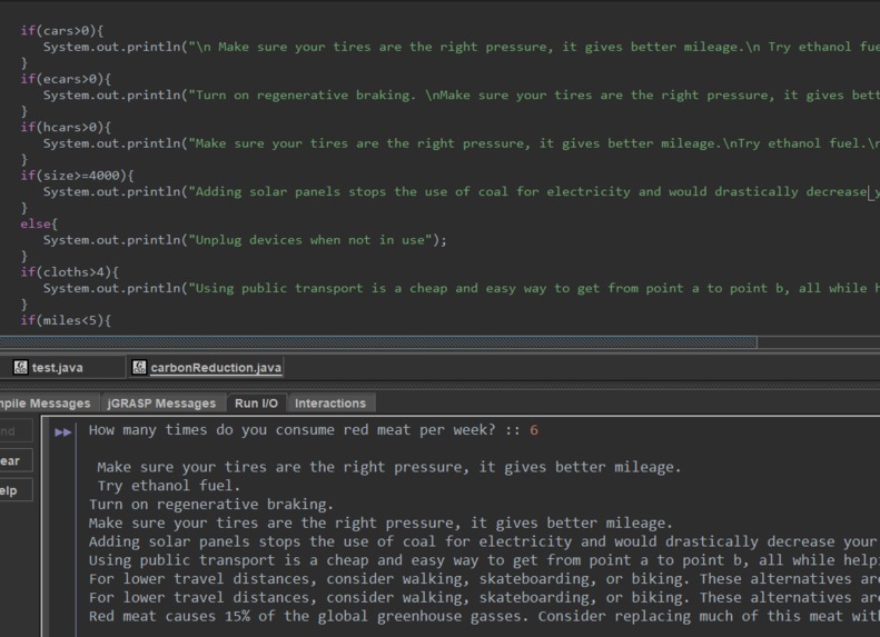 Algorithm for Carbon Footprint Reduction – screenshot 1