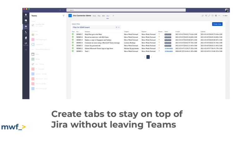 Microsoft teams Jira Connector – screenshot 1