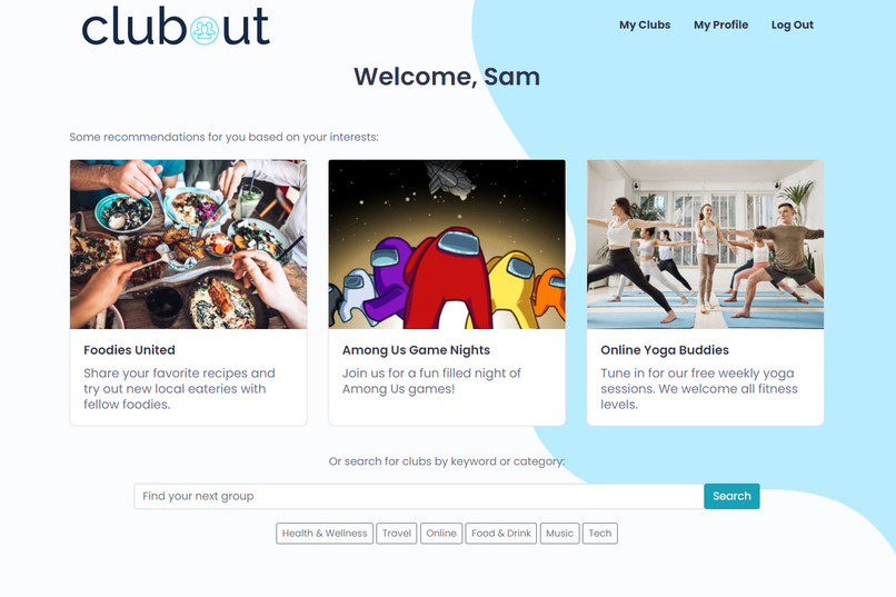 clubout – screenshot 2