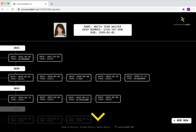 connectedPHR – screenshot 1