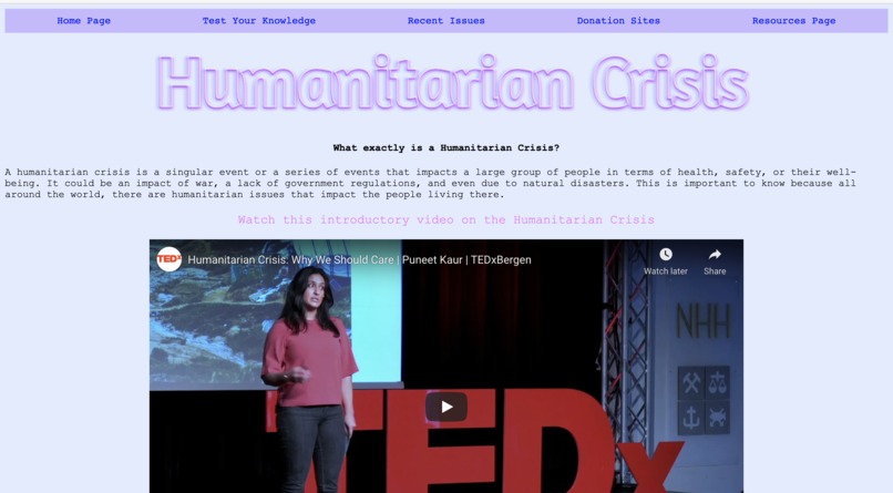 Humanitarian Crisis Website  – screenshot 1