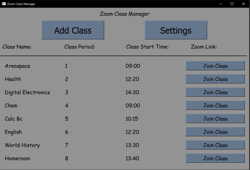 Zoom-Class-Manager – screenshot 1
