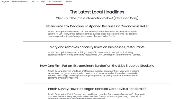 MoCo COVID-19 Informative Web & Email App – screenshot 9