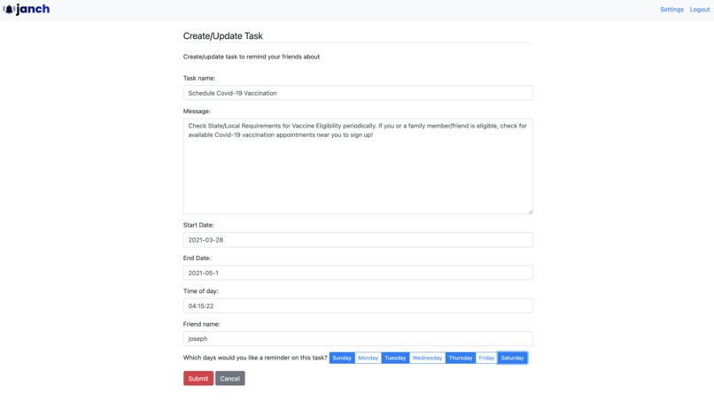 Janch - The Friendful Reminder Service – screenshot 2