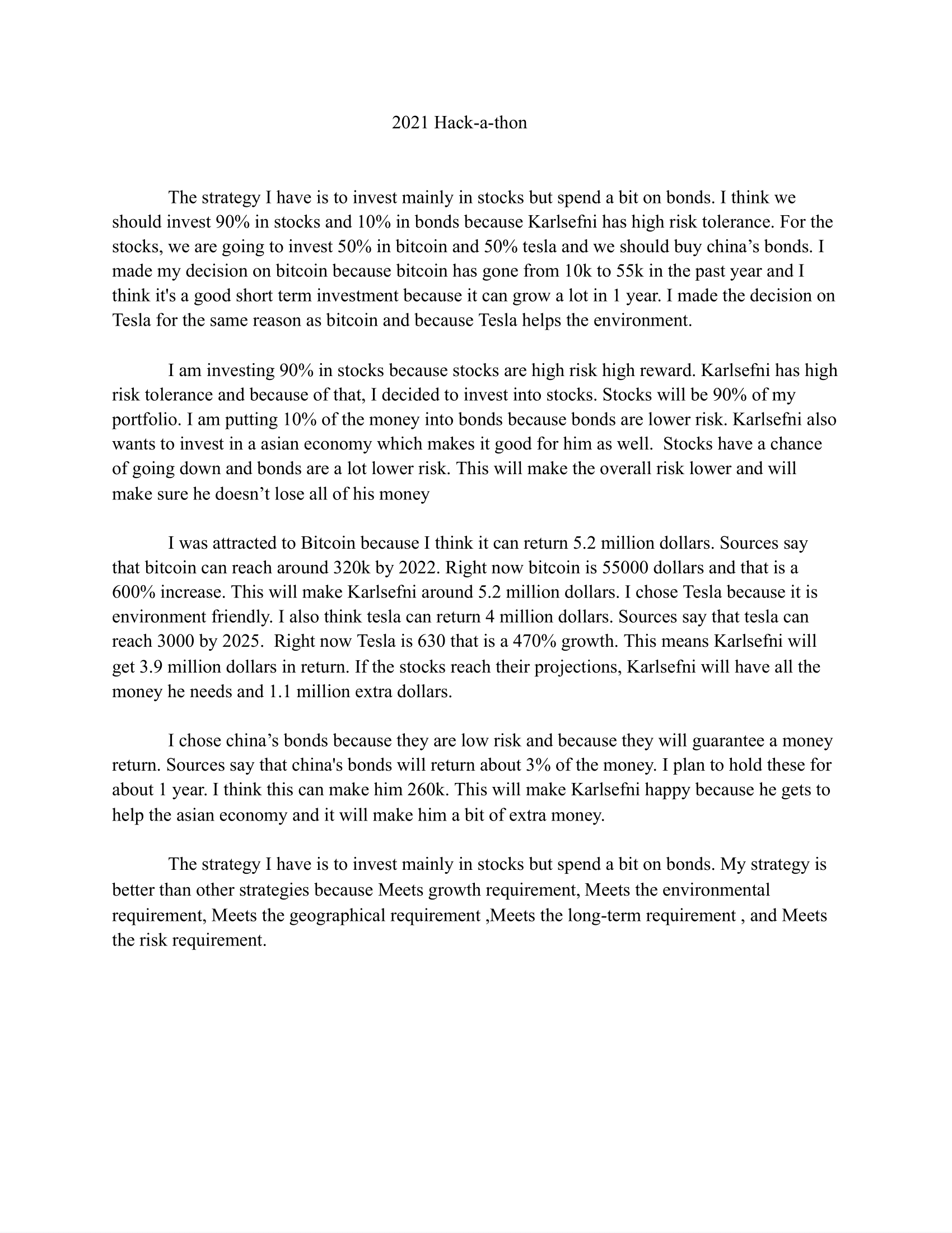 Investment Portfolio Devpost