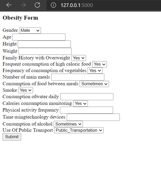 OBESITY PREDICTION ANALYSER – screenshot 1