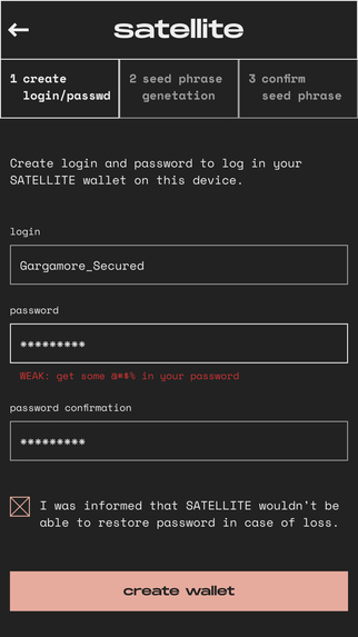 Satellite wallet – screenshot 3