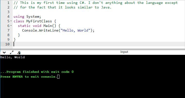 C# Says Hello – screenshot 1