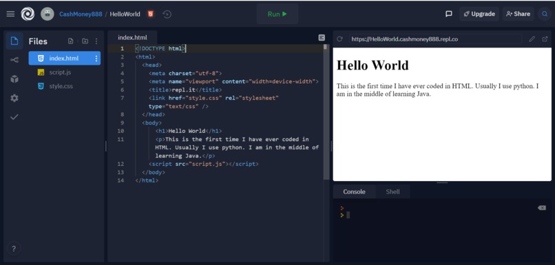 HelloWorldHTML – screenshot 1