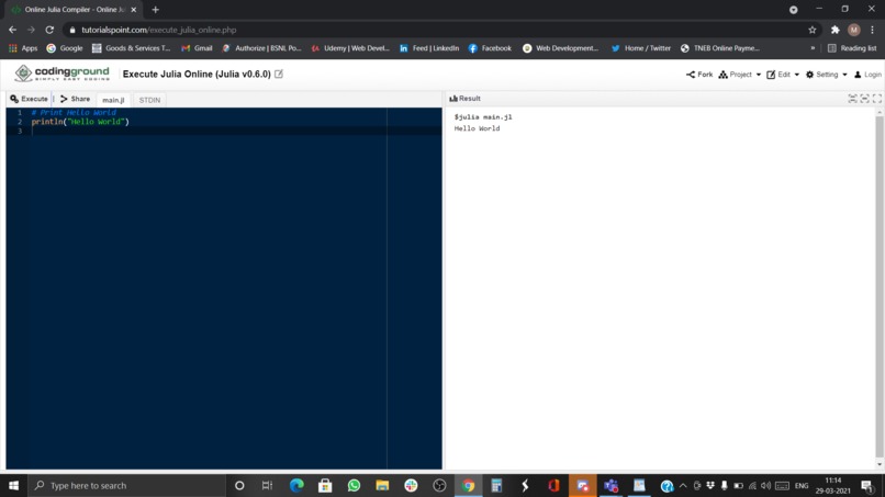 Hello World In Julia – screenshot 1