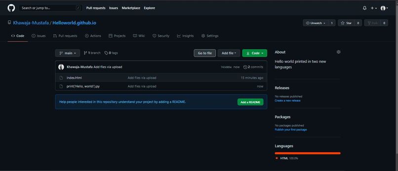 Hello world in two other languages – screenshot 1