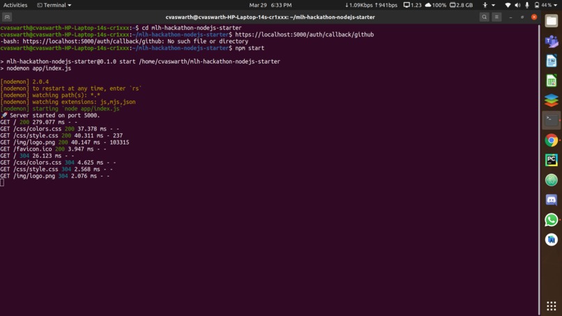 Built using nodejs starter kit – screenshot 1