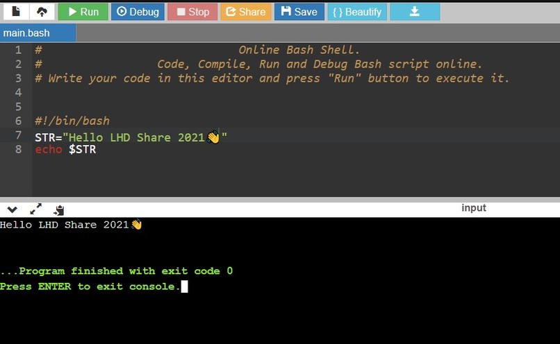 Hello, World in a New Language – screenshot 1