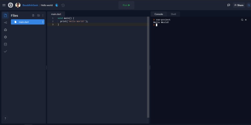 Hello world – screenshot 1