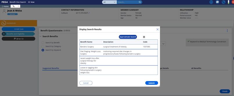One Benefit solution – screenshot 2