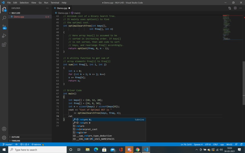Download Tabnine to your text editor – screenshot 1