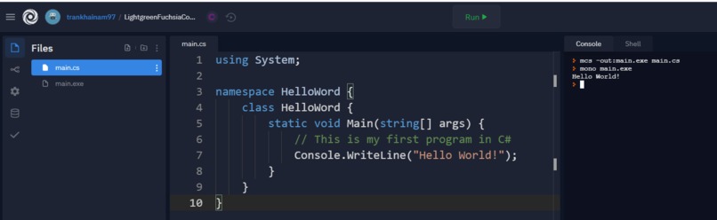 "Hello World!" in new language – screenshot 1