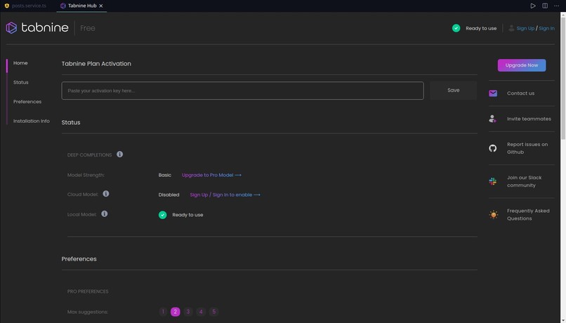 TabNine in my Angular Service – screenshot 1