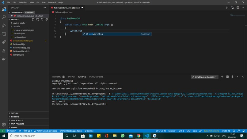 Tabnine AI in my text editor – screenshot 1