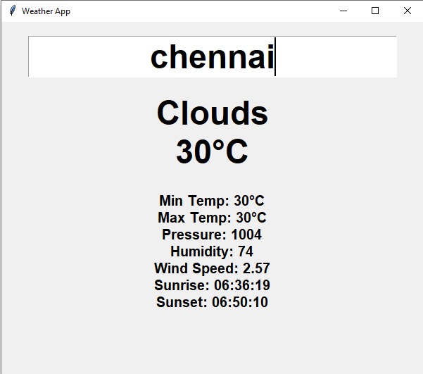 Weather analysis  – screenshot 1