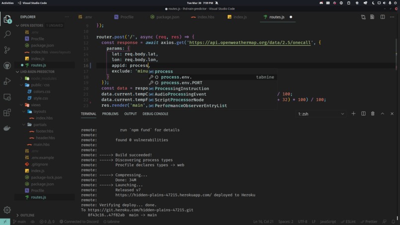 On-the-fly Autocompletion with Tabnine – screenshot 2